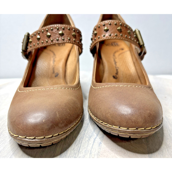Söfft Brown Leather Studded Mary Jane Wedge Heels Women’s Size 8.5 – Comfort Sho - Picture 3 of 10